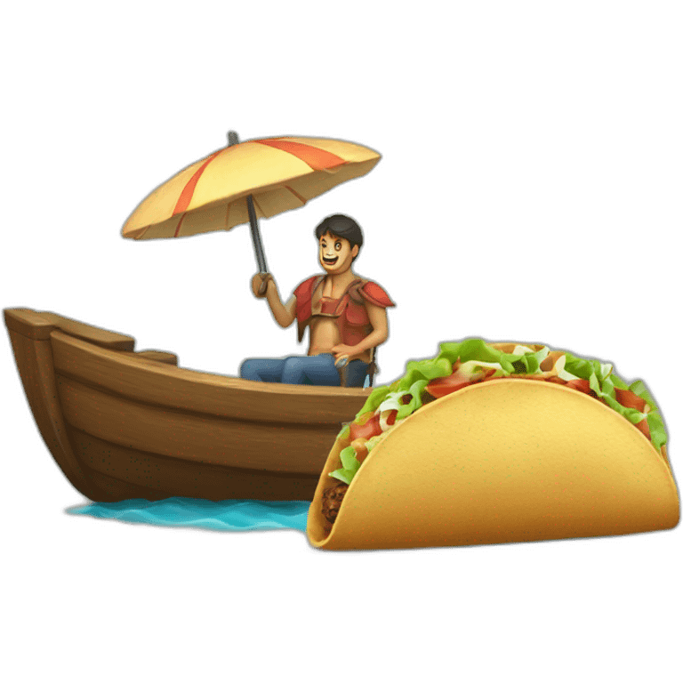 cangrejo y un taco abordando un barco emoji