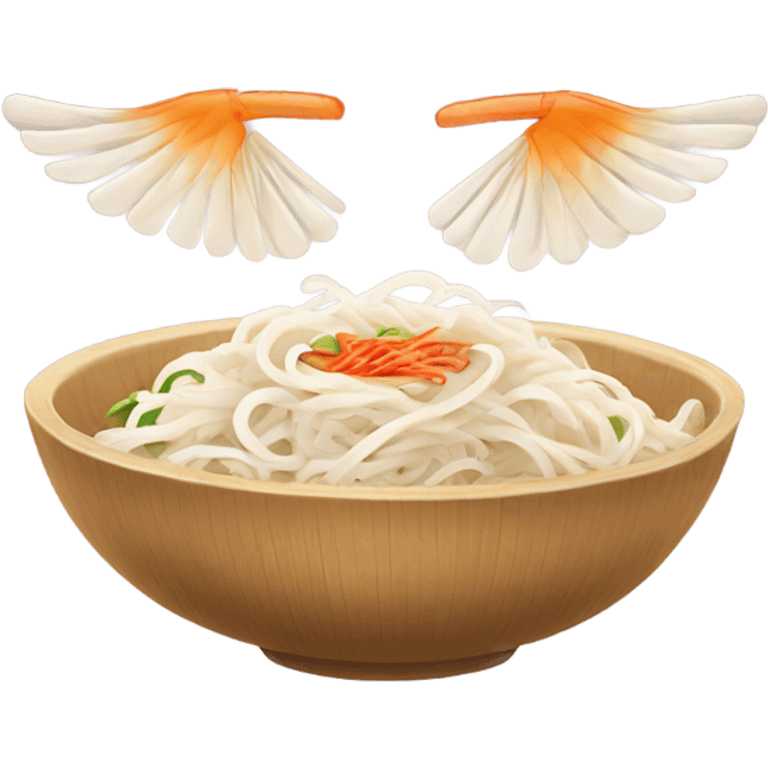 Flat rice noodles with flying wings emoji