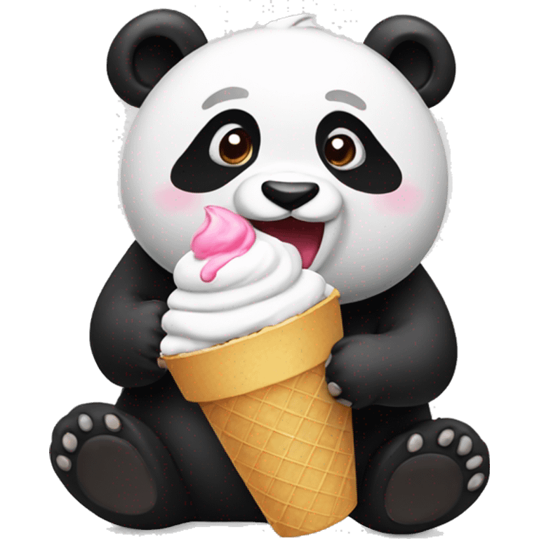 Panda eating ice cream emoji