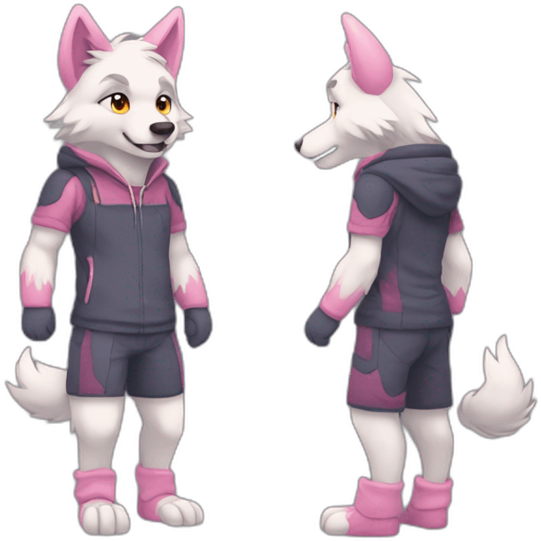 An full body furry anthropomorphic wolf in love rosy cheeks. Anthro emoji