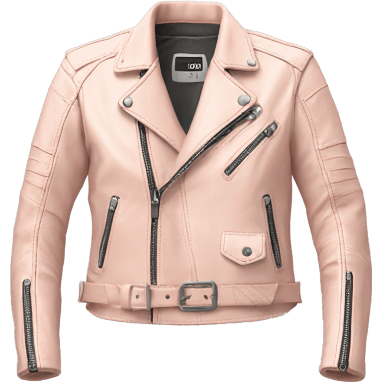 Pale blush pink leather motorcycle jacket isolated emoji