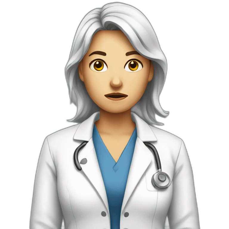 Upset women in lab coat emoji