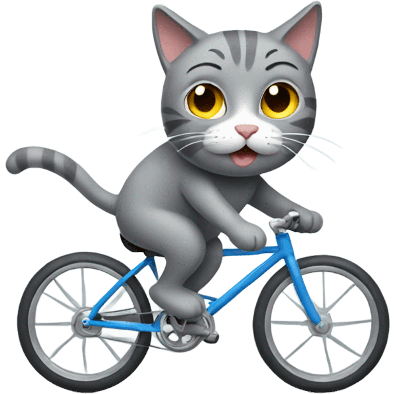 grey cat riding bike  emoji