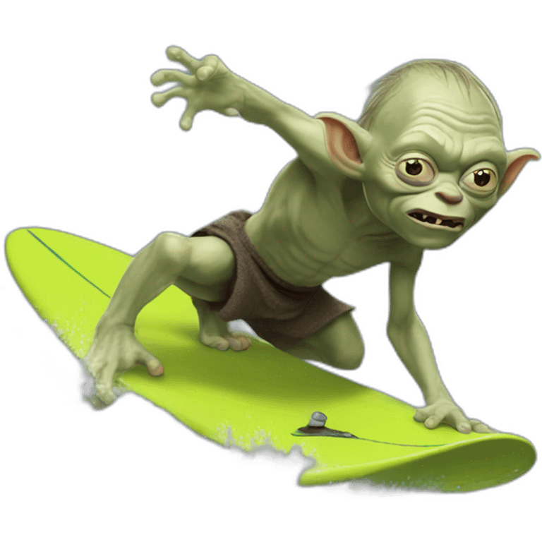 gollum surfing with shrek emoji