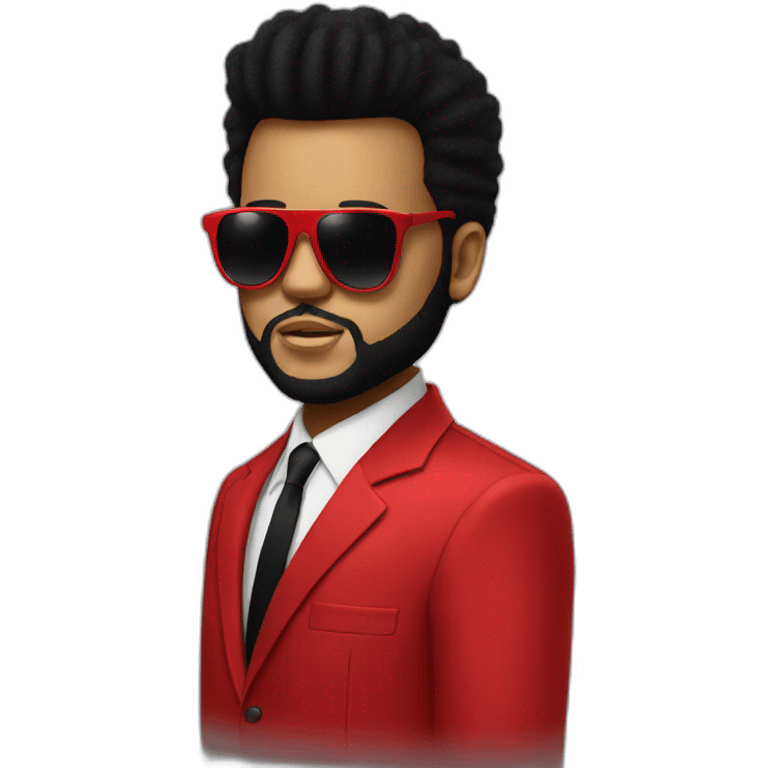 The weeknd in his Red suit with sunglasses emoji