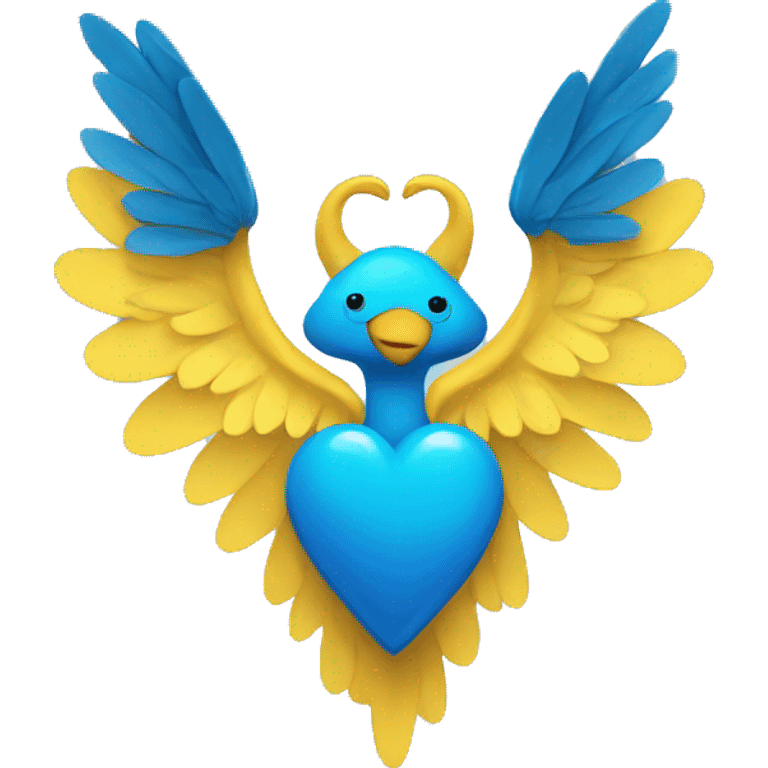 yellow heart with blue wings emoji