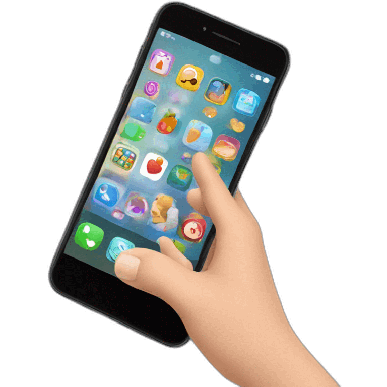 hand holding mobile with apps emoji