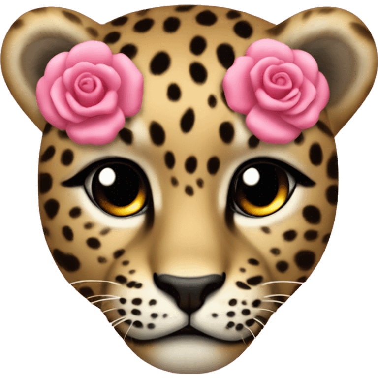 Leopardo con lazo y uñas rosas emoji