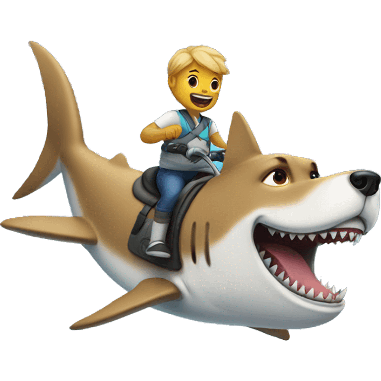 dog riding a shark emoji