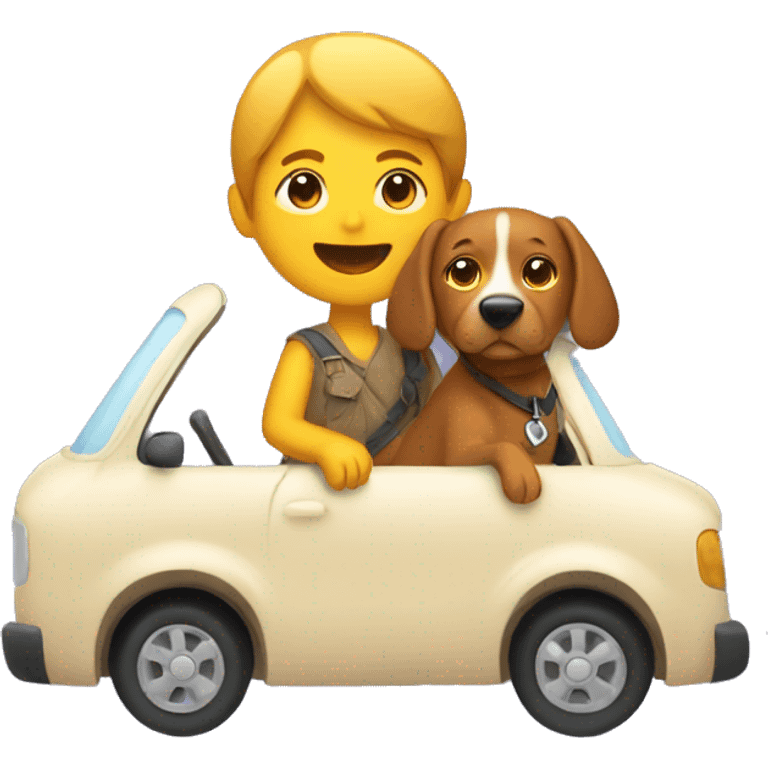 person hitch a ride with dog emoji