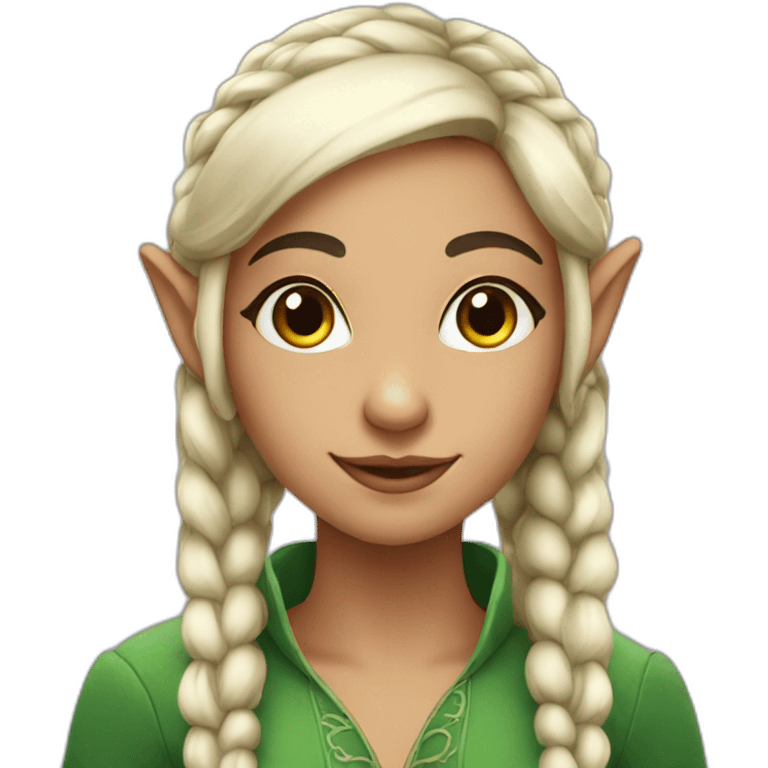 Beautiful elf girl with black hair and braids emoji