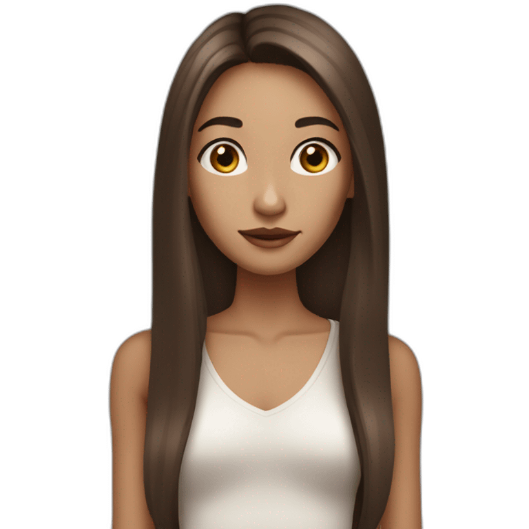 long brown hair skinny girl with thin face and makeup from head to chest emoji