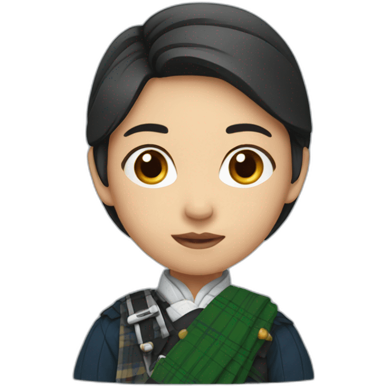 Asian girl with Scottish kilt emoji