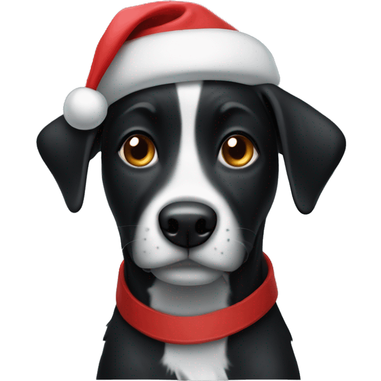 Black dog wearing a Santa hat emoji