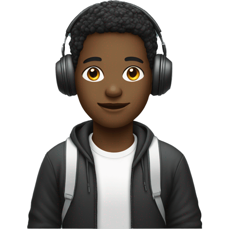 black student with earpods and tshirt emoji