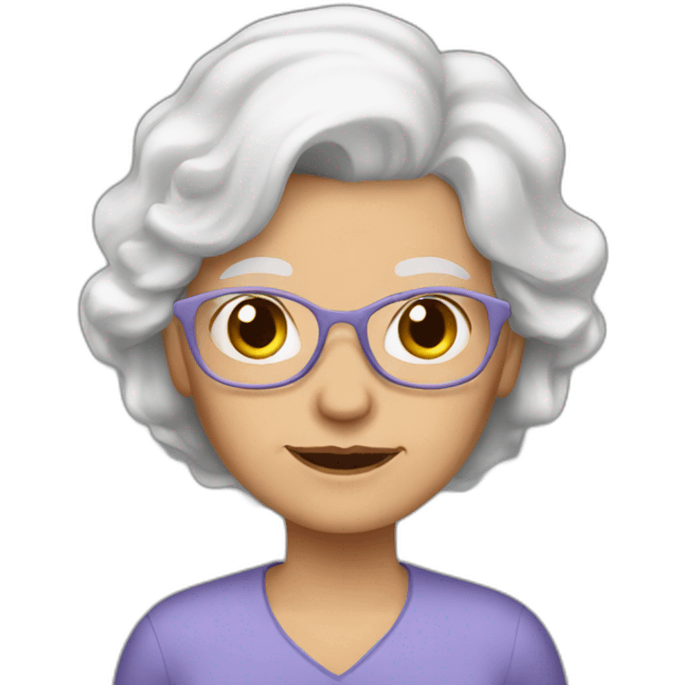 Grandma long white hair emoji