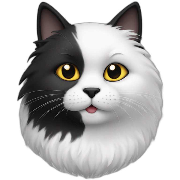 A black cat with white fur on its chest emoji