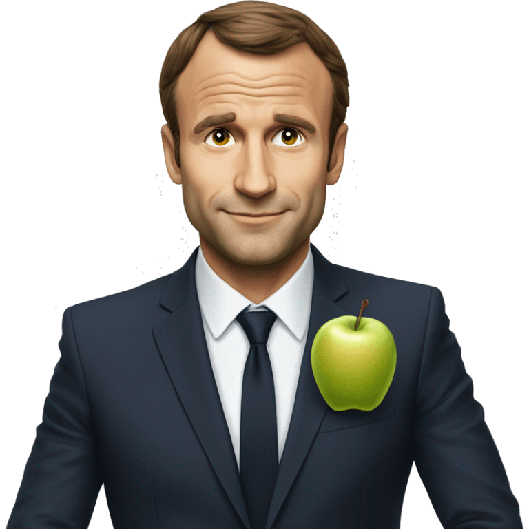 Macron mange une pomme  emoji