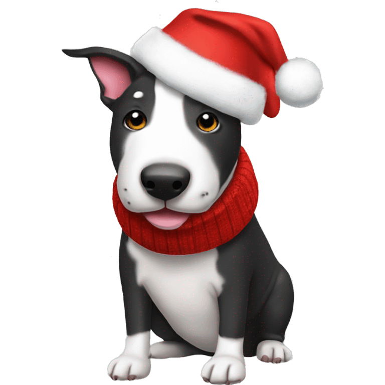 Bull terrier in Christmas sock  emoji