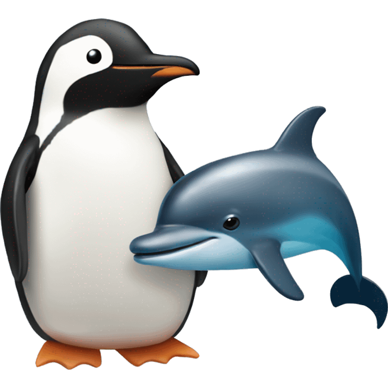 penguin and dolphin  emoji