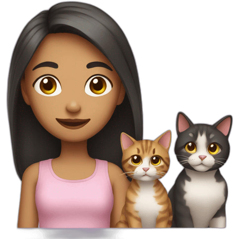 girl with 3 cats emoji