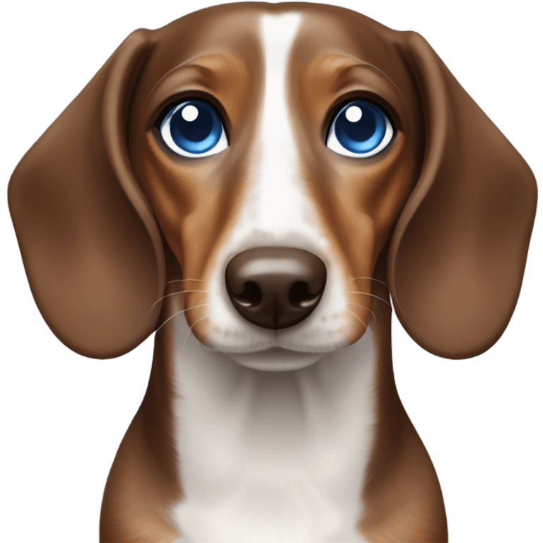 Brown and white dachshund with one blue eye  emoji