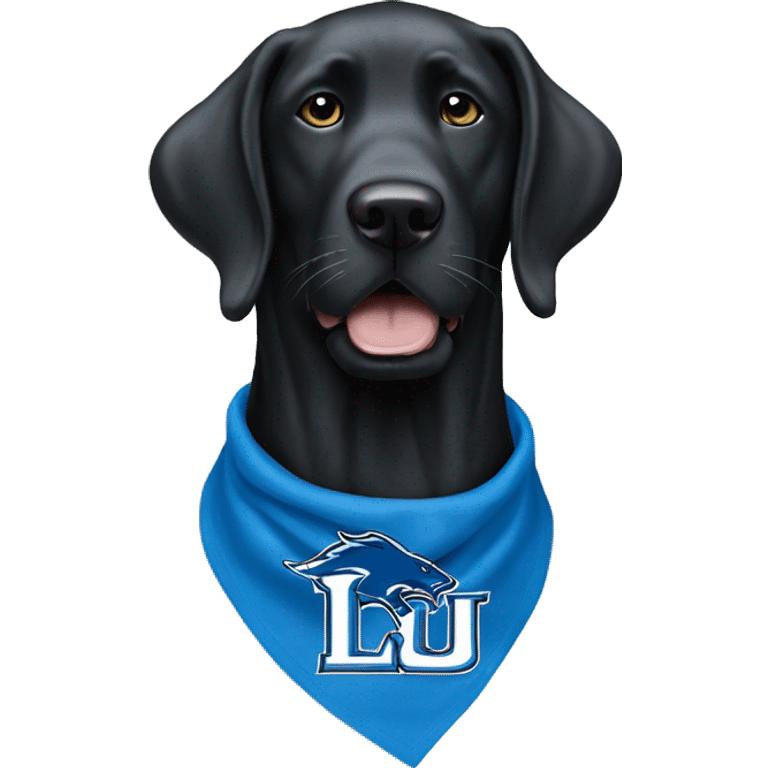 Large Black Lab dog in a Detroit Lions bandana or jersey  emoji