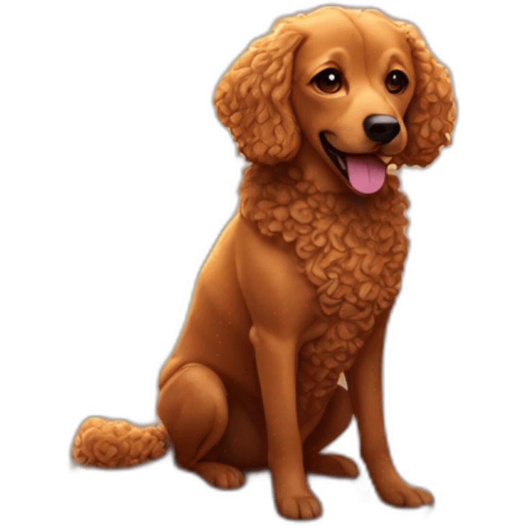 Curly caramel colored dog on the beach at sunset emoji