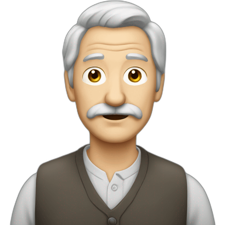 old russian man with moustache grey hair emoji