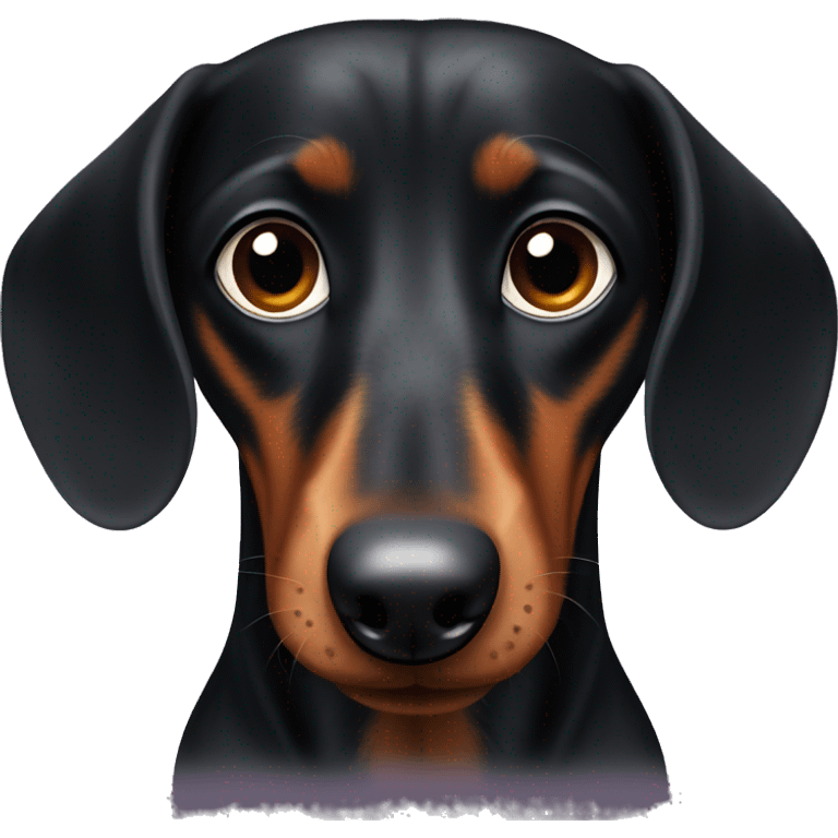 Black dachshund with a tiny bit of brown on his snoot emoji