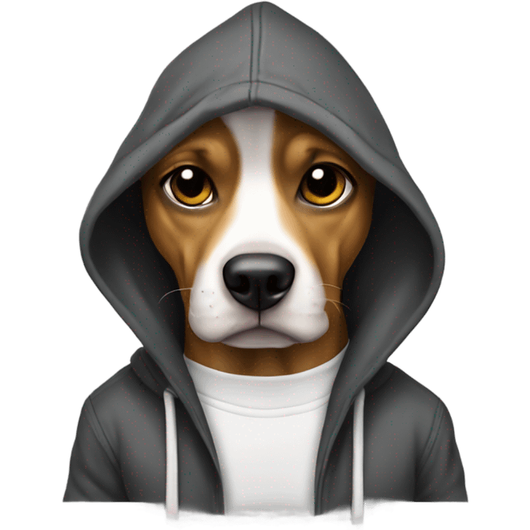 Dog wearing gangster hoodie emoji