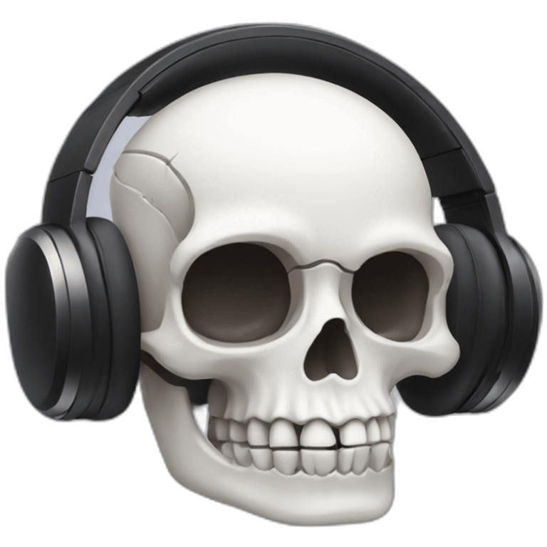 Skull wearing airpods emoji