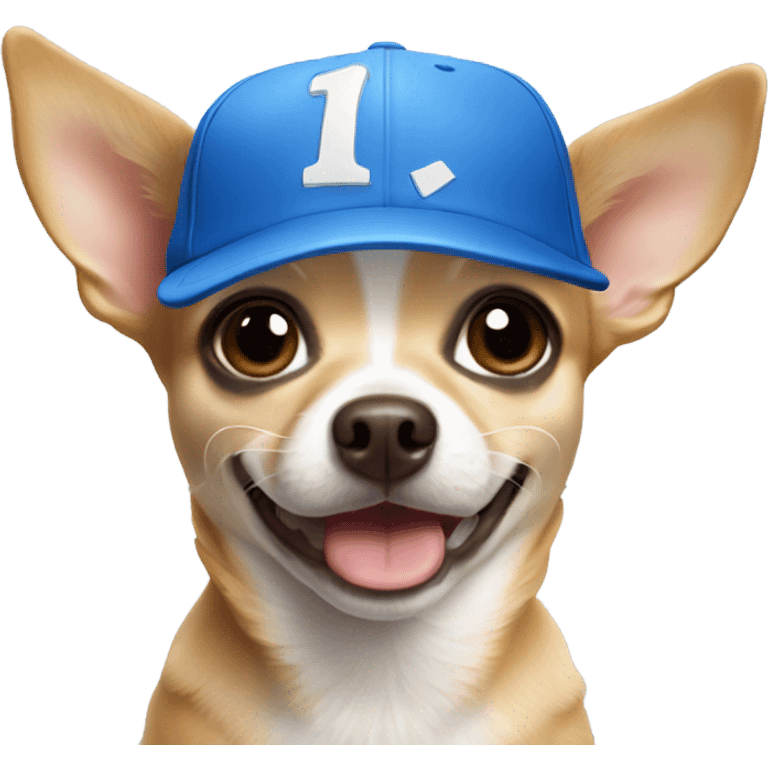 Happy Chihuahua wearing blue baseball cap  emoji