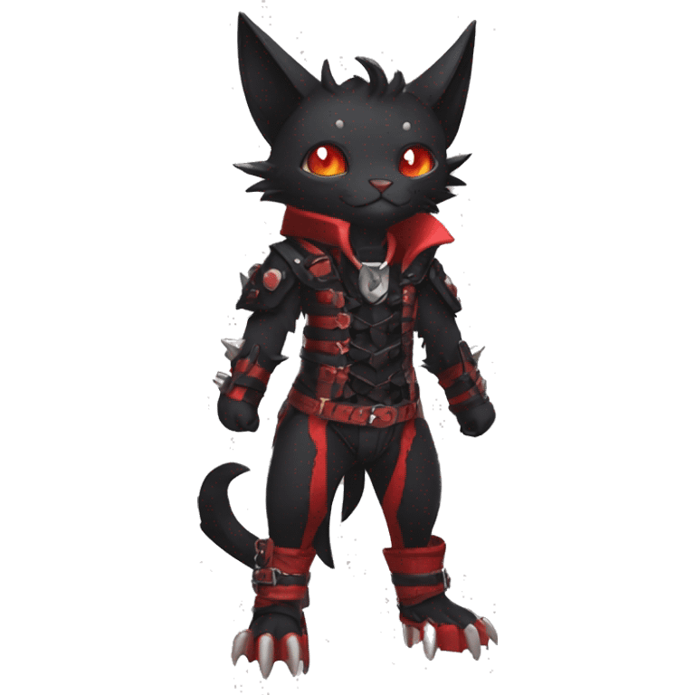 cool edgy black punk red ethereal fantasy nargacuga-bat-cat-Fakemon collar harness full body emoji