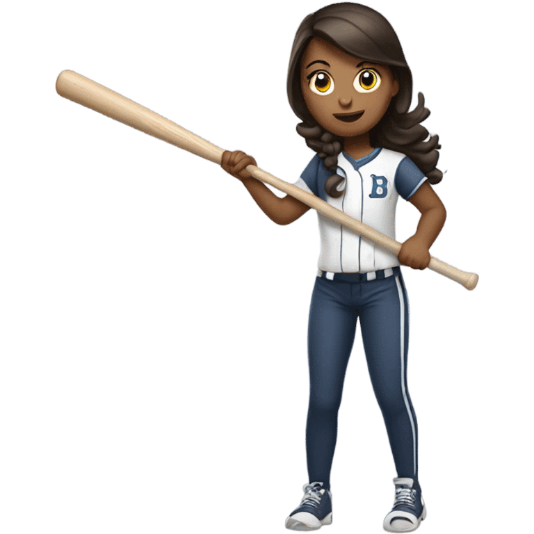 Brunette girl with baseball bat emoji