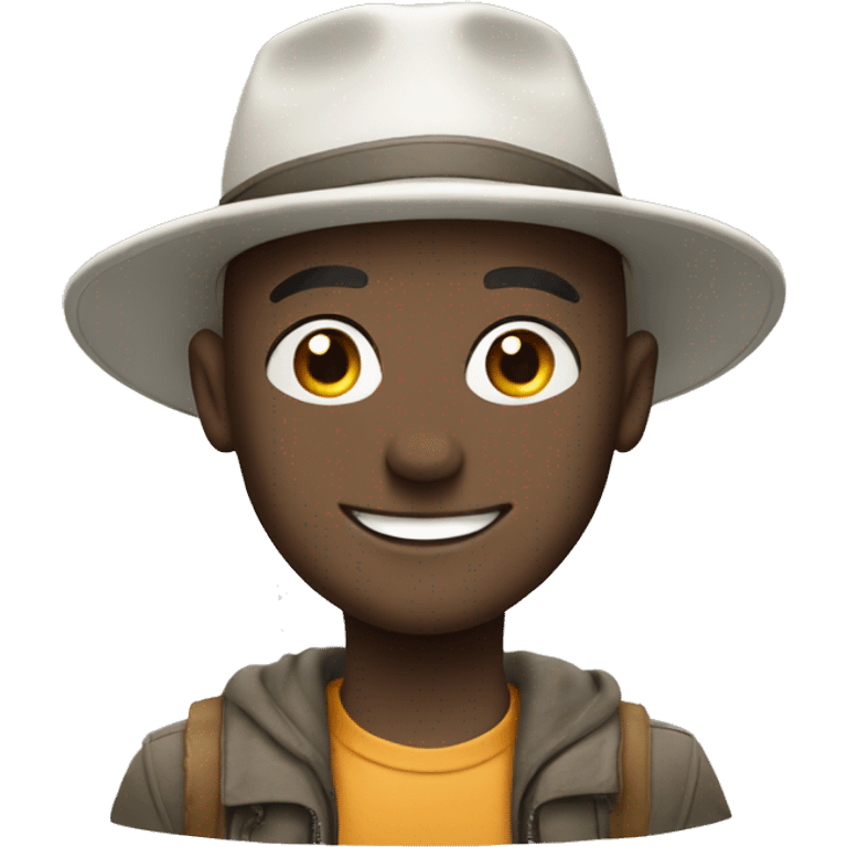 smiling white young bald man outdoors with hat emoji