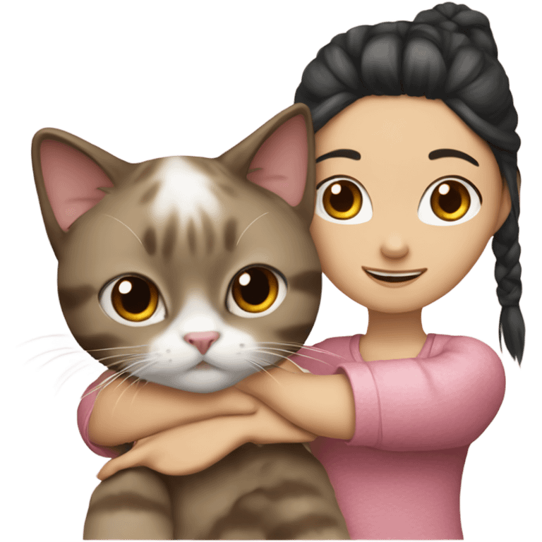 Chinese girl hand a Ragdoll cat  emoji