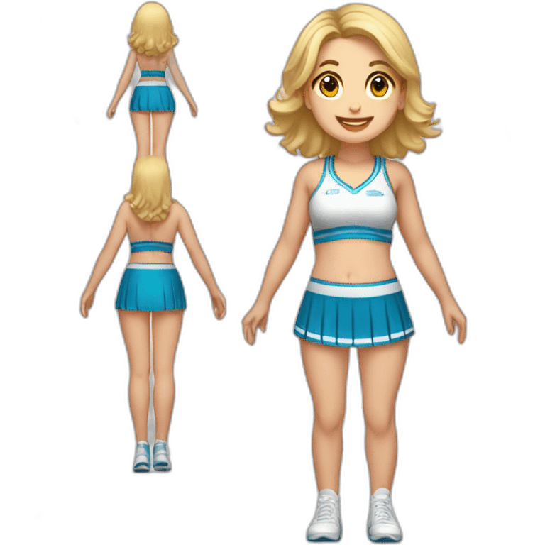 Full body Caucasian curvy cheerleader back and front views emoji