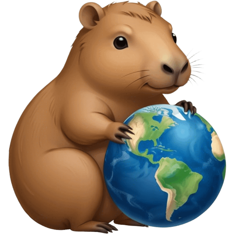 Capybara holding planet earth emoji