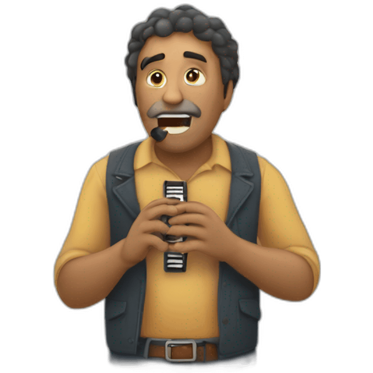 Hombre toca harmonica emoji