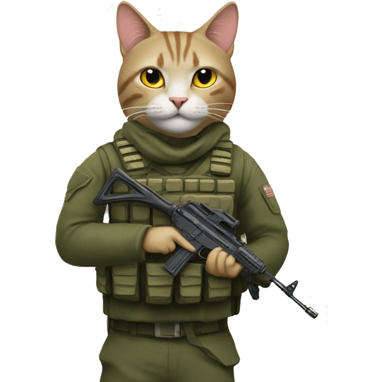 Cat soldier with ak in hand emoji