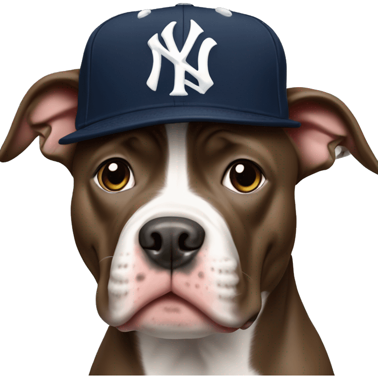 Pitbull wearing New York Yankees hat emoji