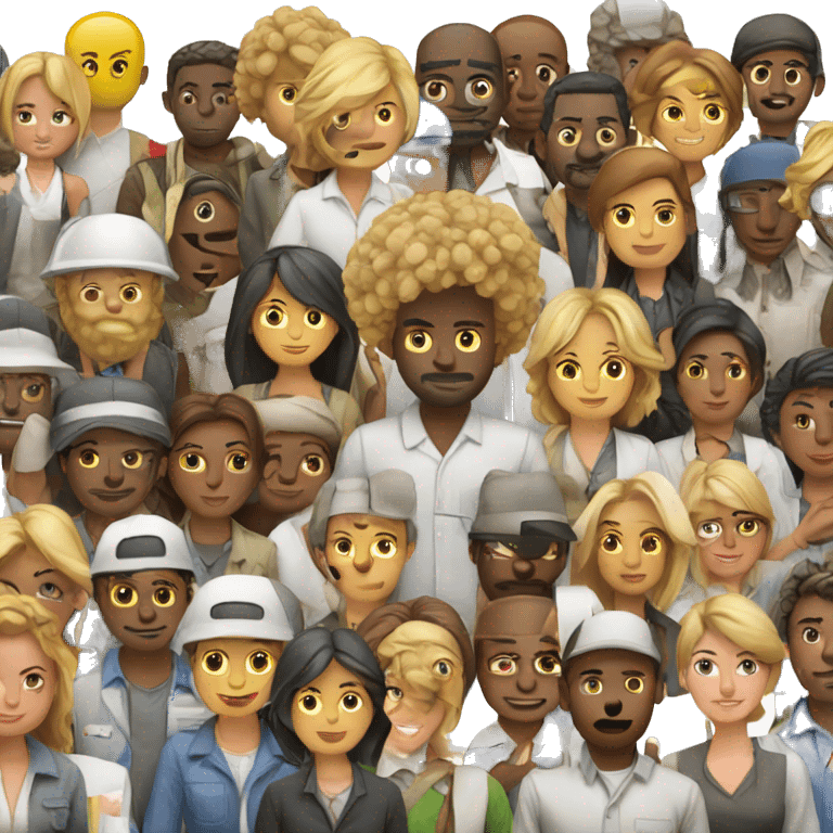 a bunch of  people working in a field emoji