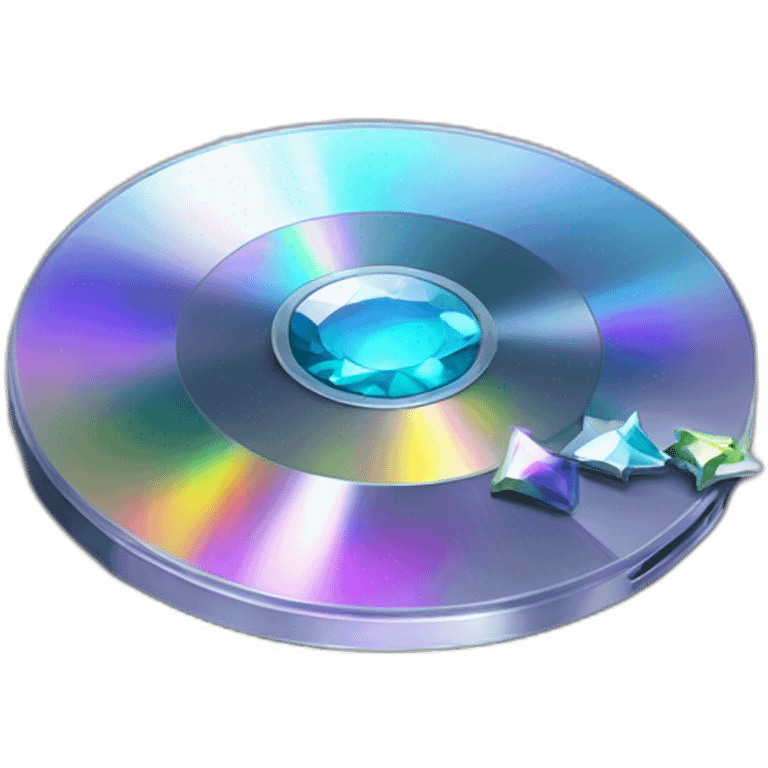 broken cd disk with gemstone and star emoji