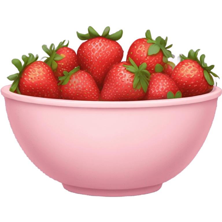 large fancy pastel pink bowl of strawberries emoji