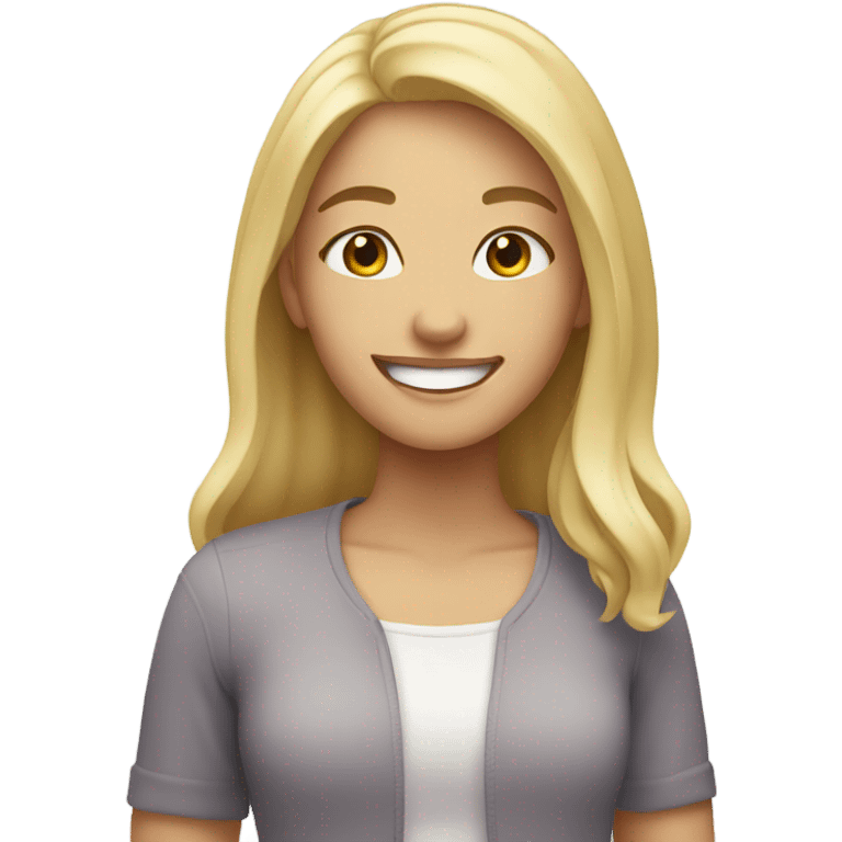 blonde girl with a smile emoji