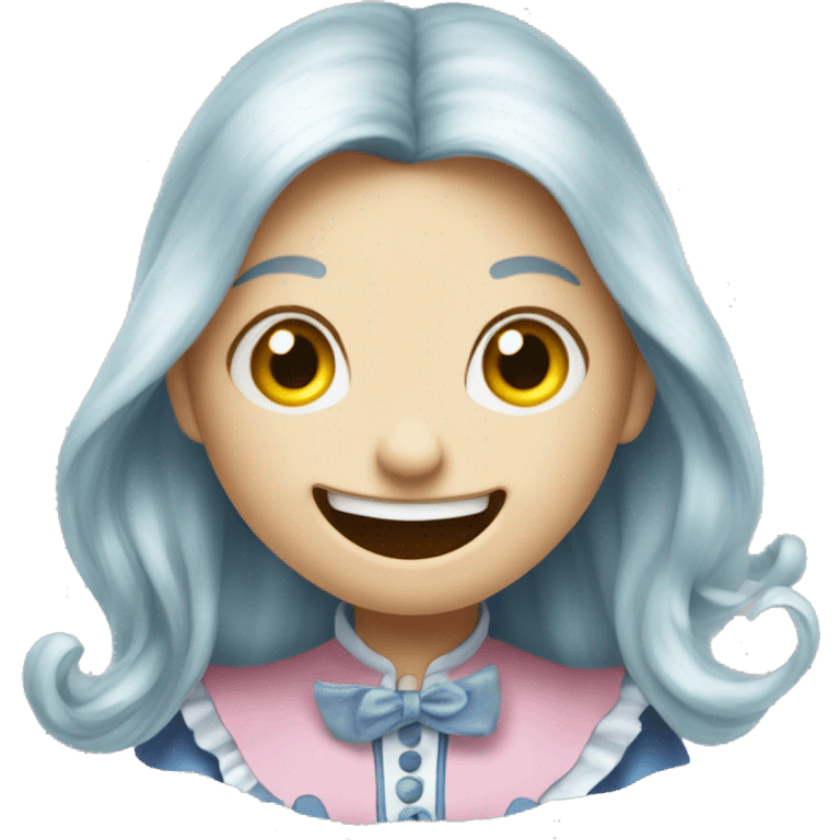 Alice in Wonderland, laughing hysterically ￼ emoji