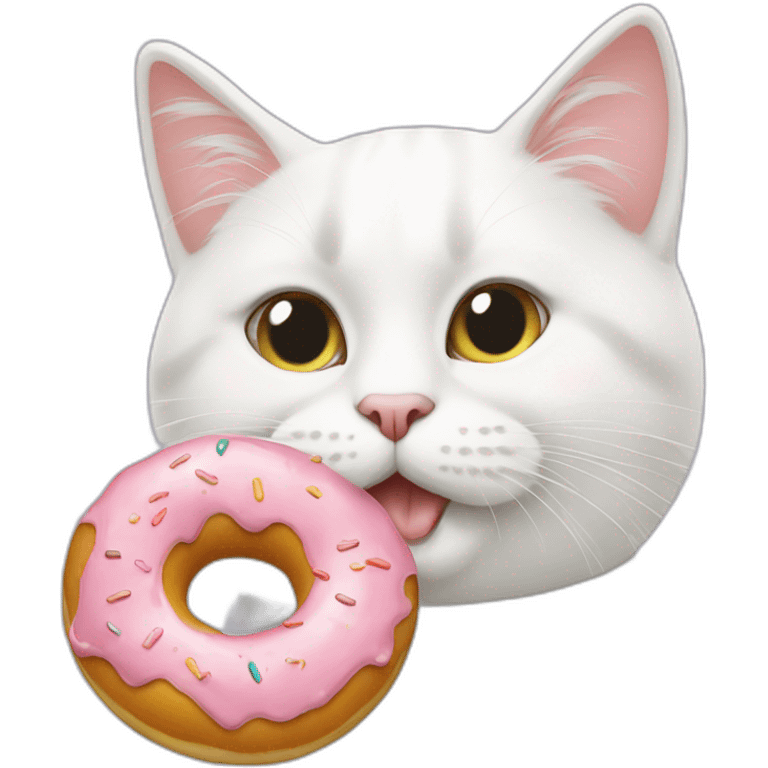 white cat with donut emoji