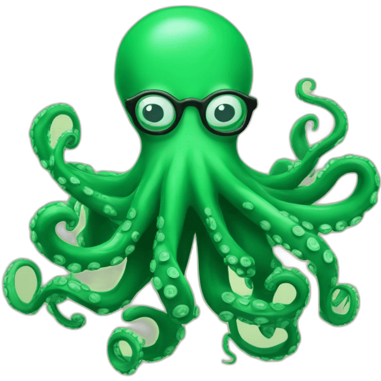 A GREEN OCTOPUS WITH SPECS REPRESENTING GROWTH emoji