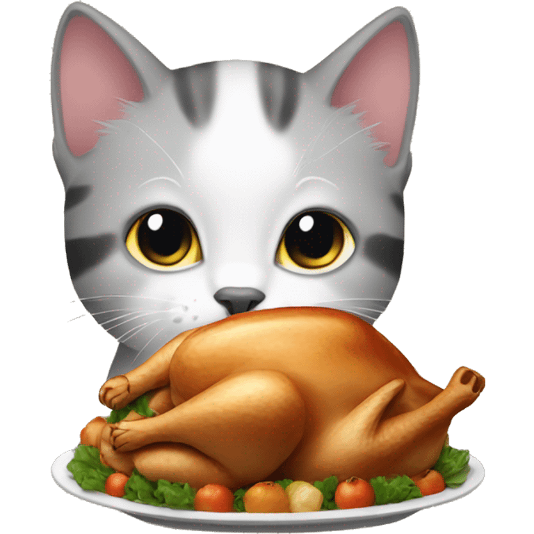 kitten with turkey emoji